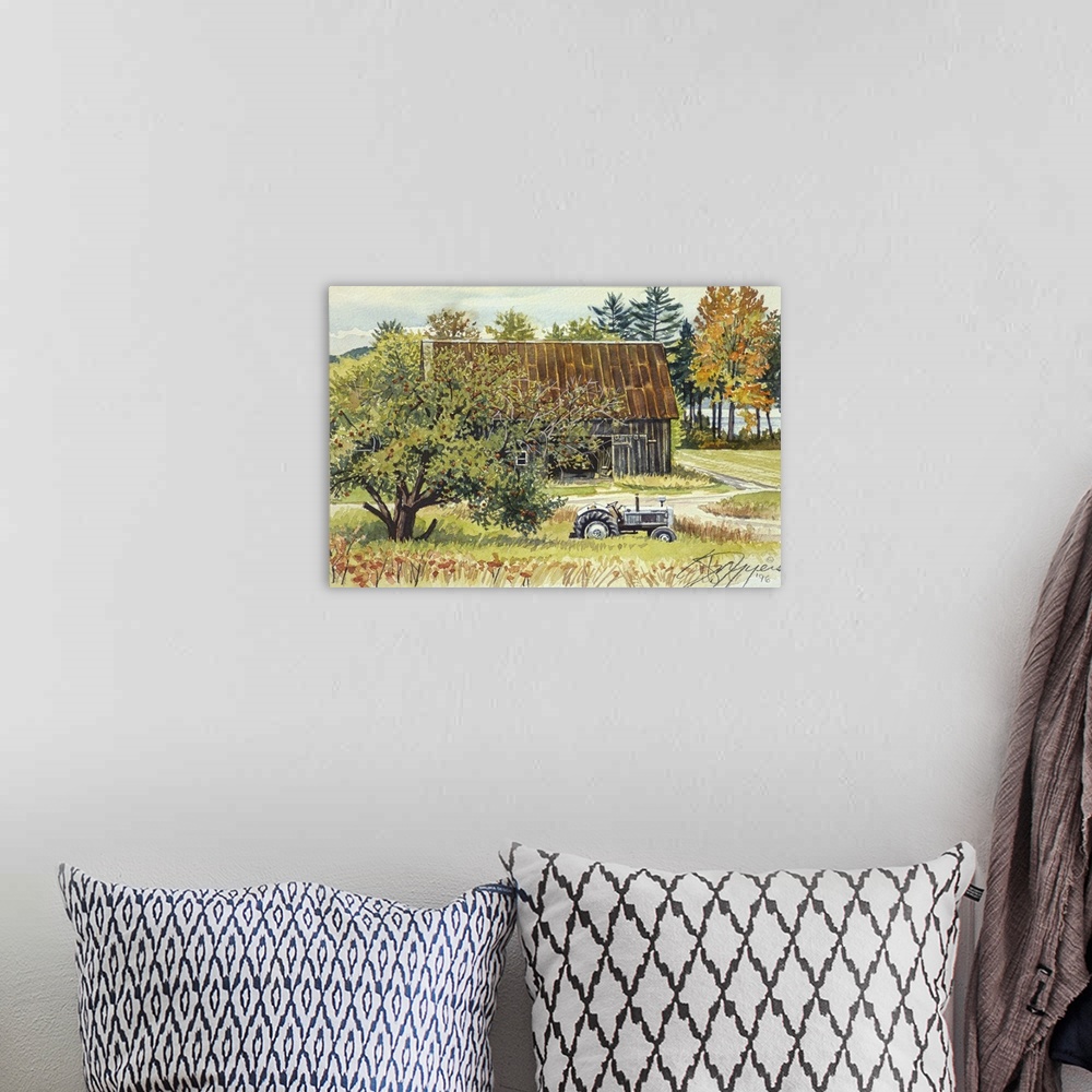 A bohemian room featuring Apple Tree, Barn and Tractor