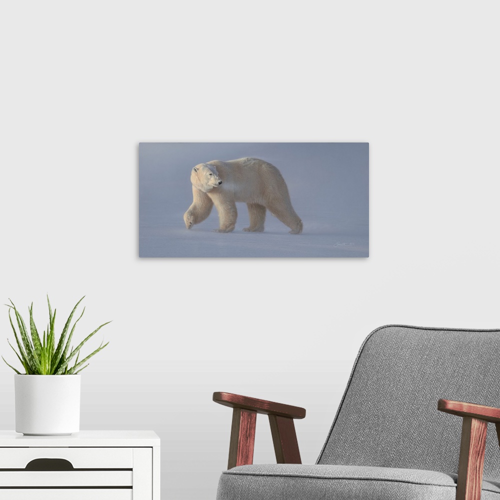 A modern room featuring Arctic Bluster