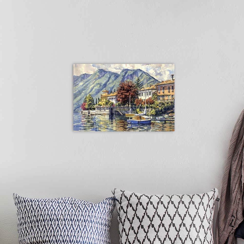A bohemian room featuring Blue Boat in Lake Maggiore