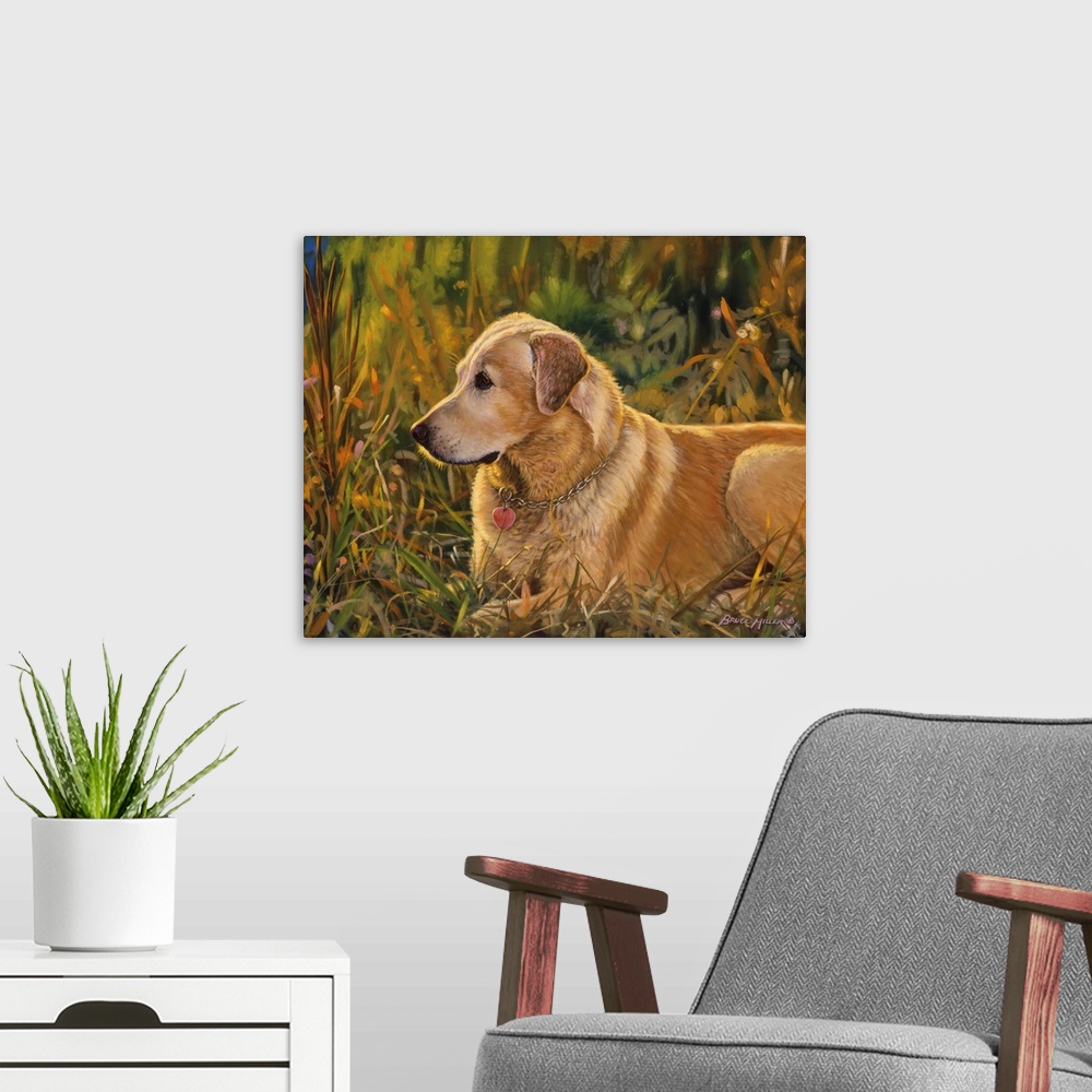 A modern room featuring Boss - Yellow Lab