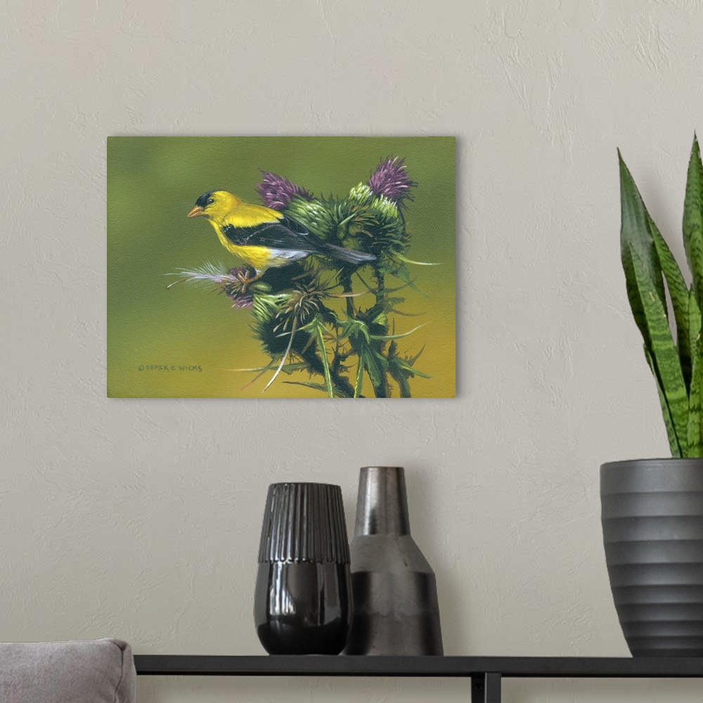 A modern room featuring Goldfinch and Thistle