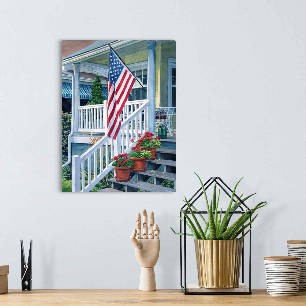 A bohemian room featuring Porch With Flag