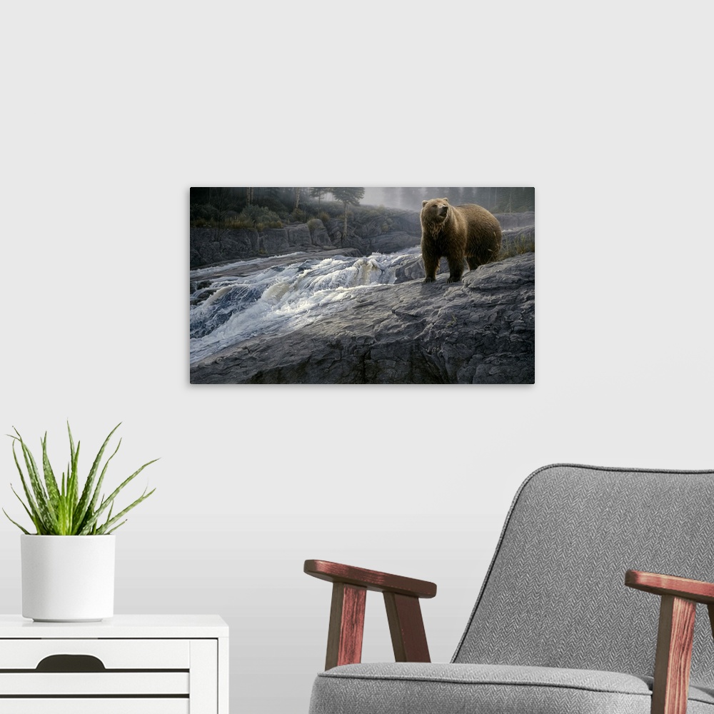 A modern room featuring Rocky Cascade - Grizzly