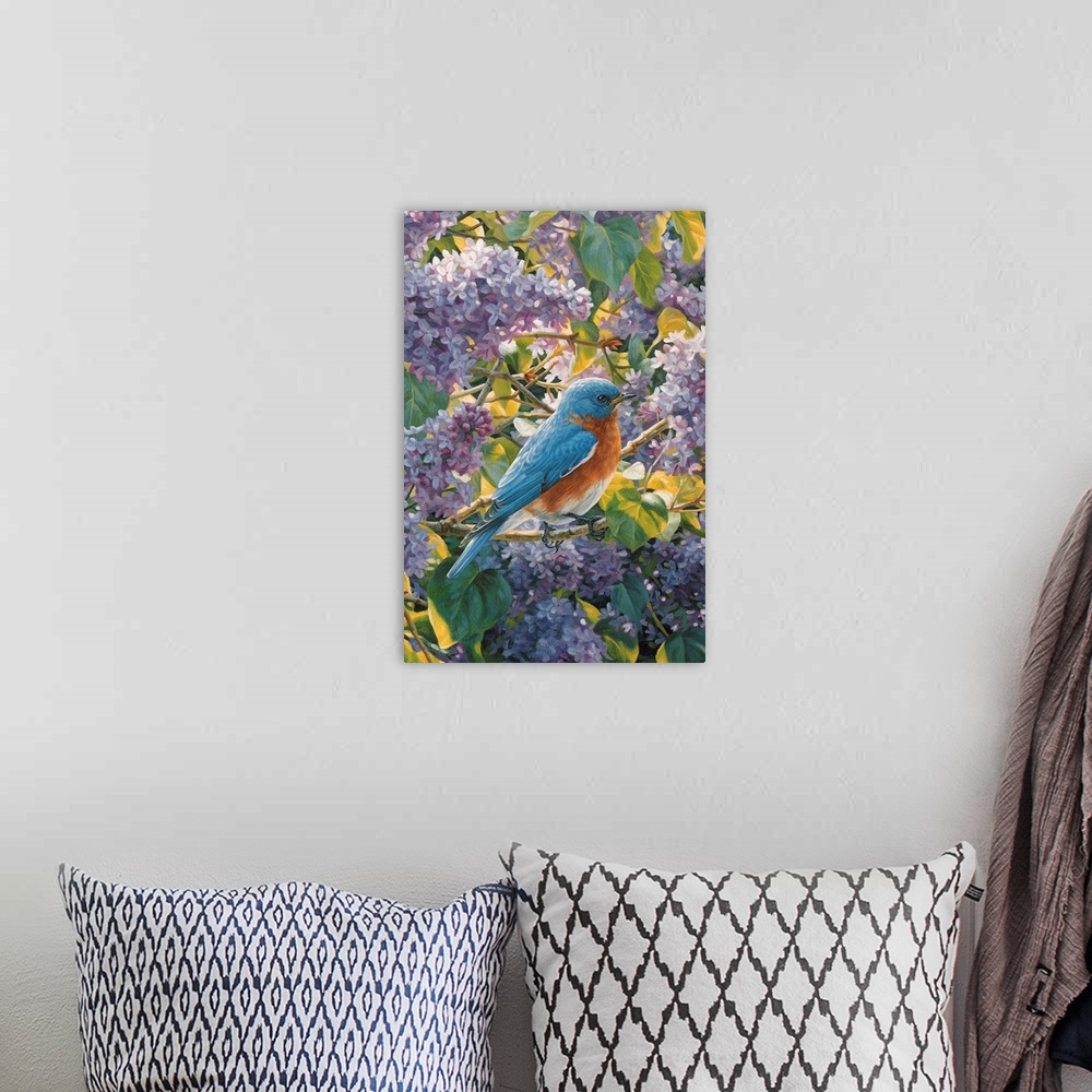 A bohemian room featuring Spring Interlude - Eastern Bluebird Detail