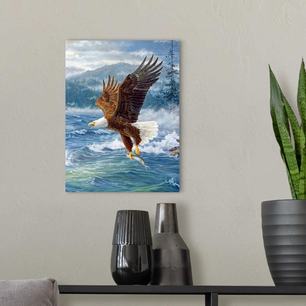 A modern room featuring Winged Victory - Bald Eagle