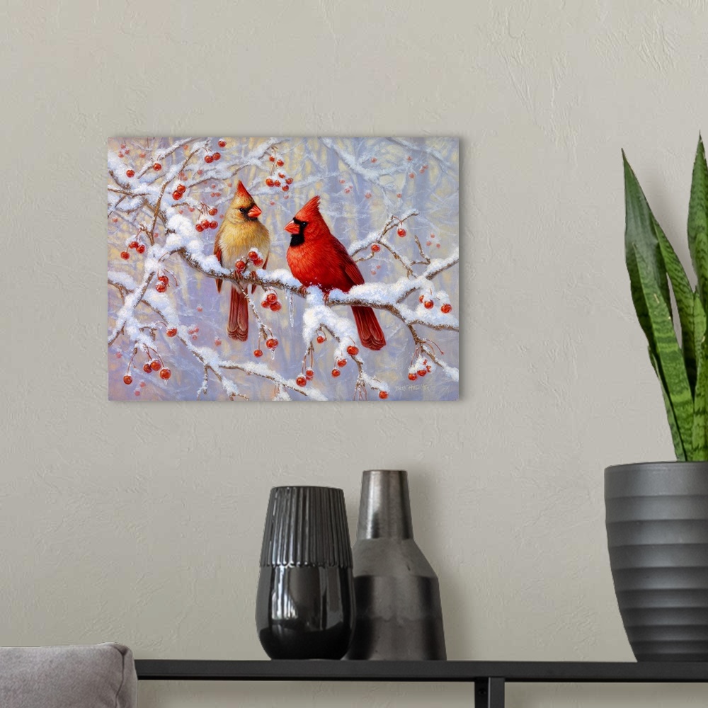 A modern room featuring Winter Joy - Cardinals