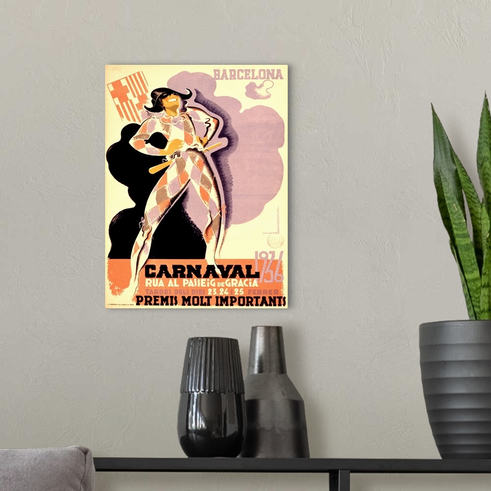 A modern room featuring Spanish Vintage Poster, Barcelona