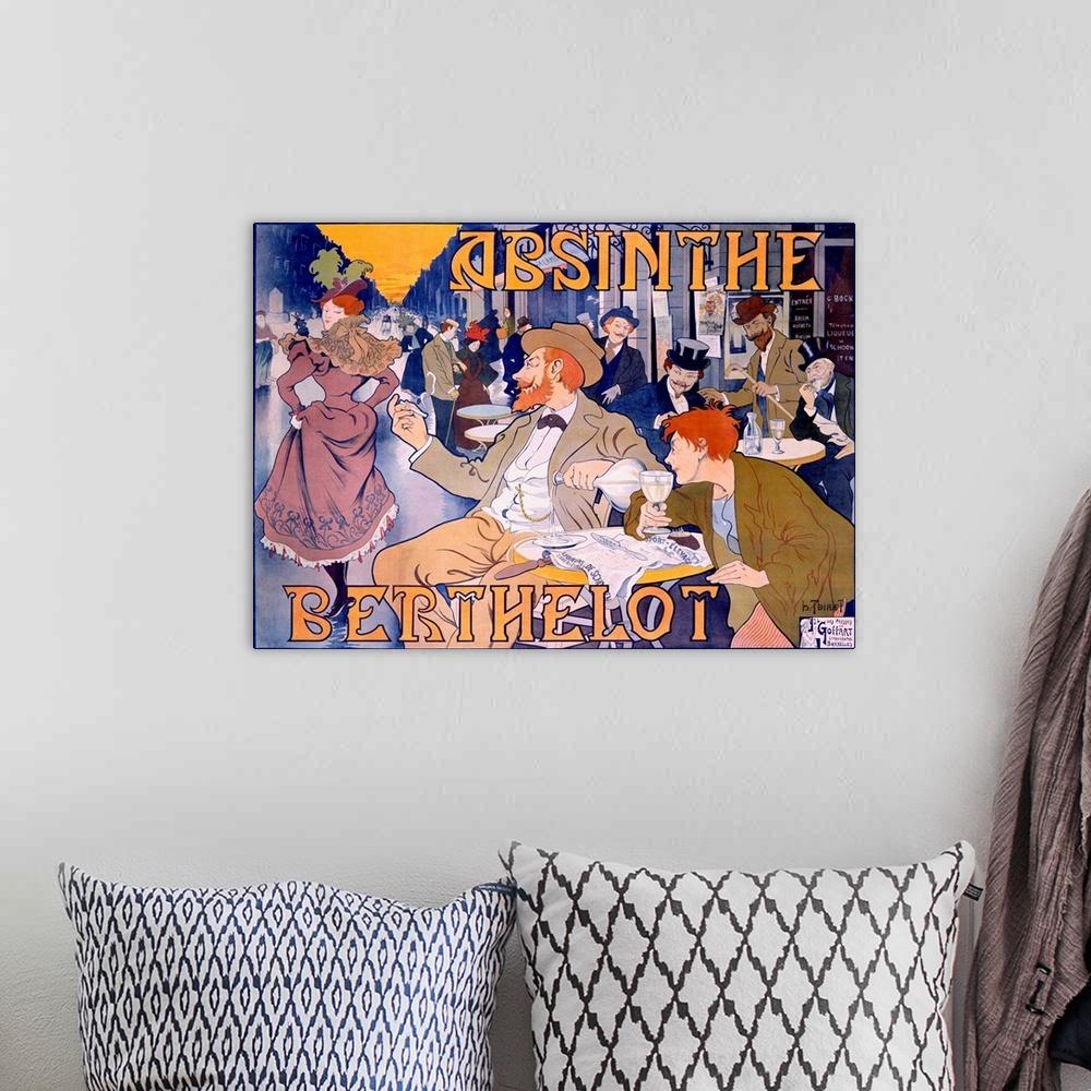 A bohemian room featuring Absinthe Berthelot, Vintage Poster, by Thiriet