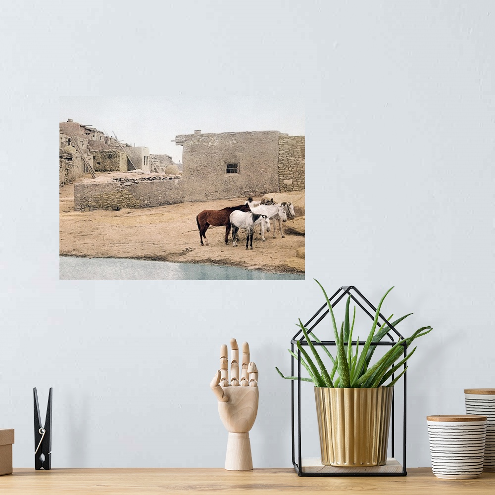 A bohemian room featuring Acoma New Mexico Vintage Photograph