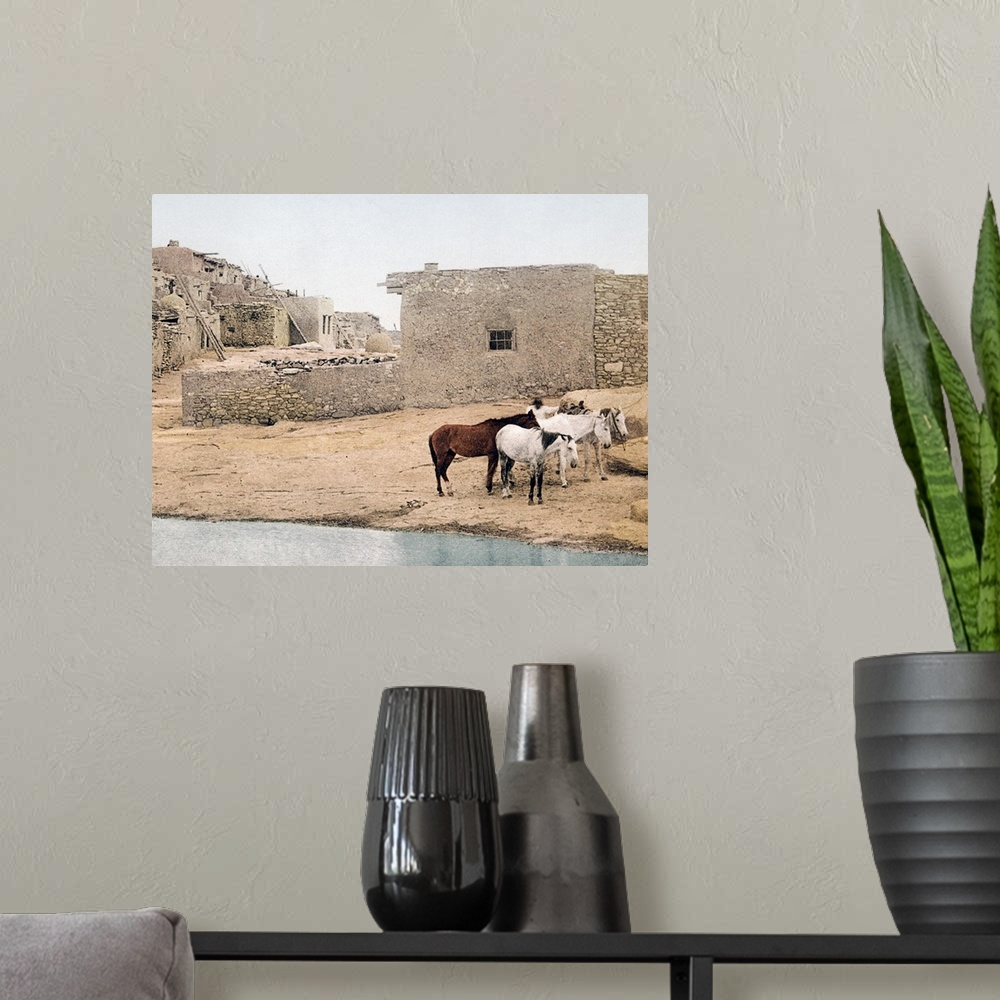 A modern room featuring Acoma New Mexico Vintage Photograph