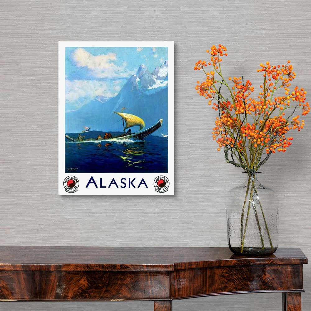 A traditional room featuring Alaska, Northern Pacific, Vintage Poster