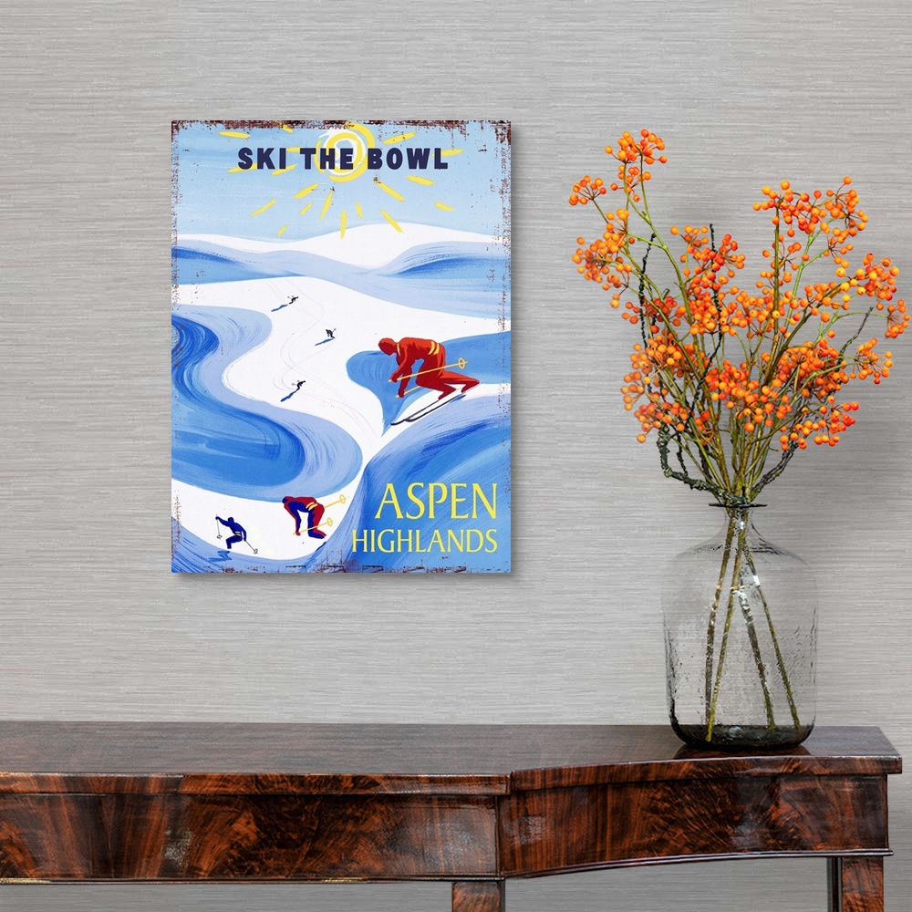 A traditional room featuring Aspen Highlands Vintage Advertising Poster
