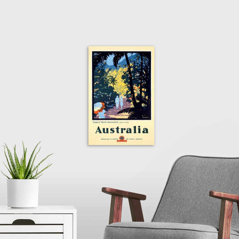 A modern room featuring Australia, Tropical North Queensland, Vintage Poster