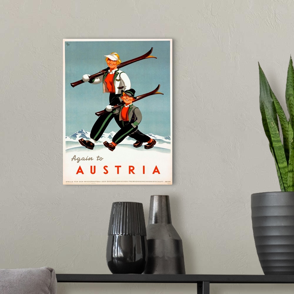 A modern room featuring Austria, Vintage Poster
