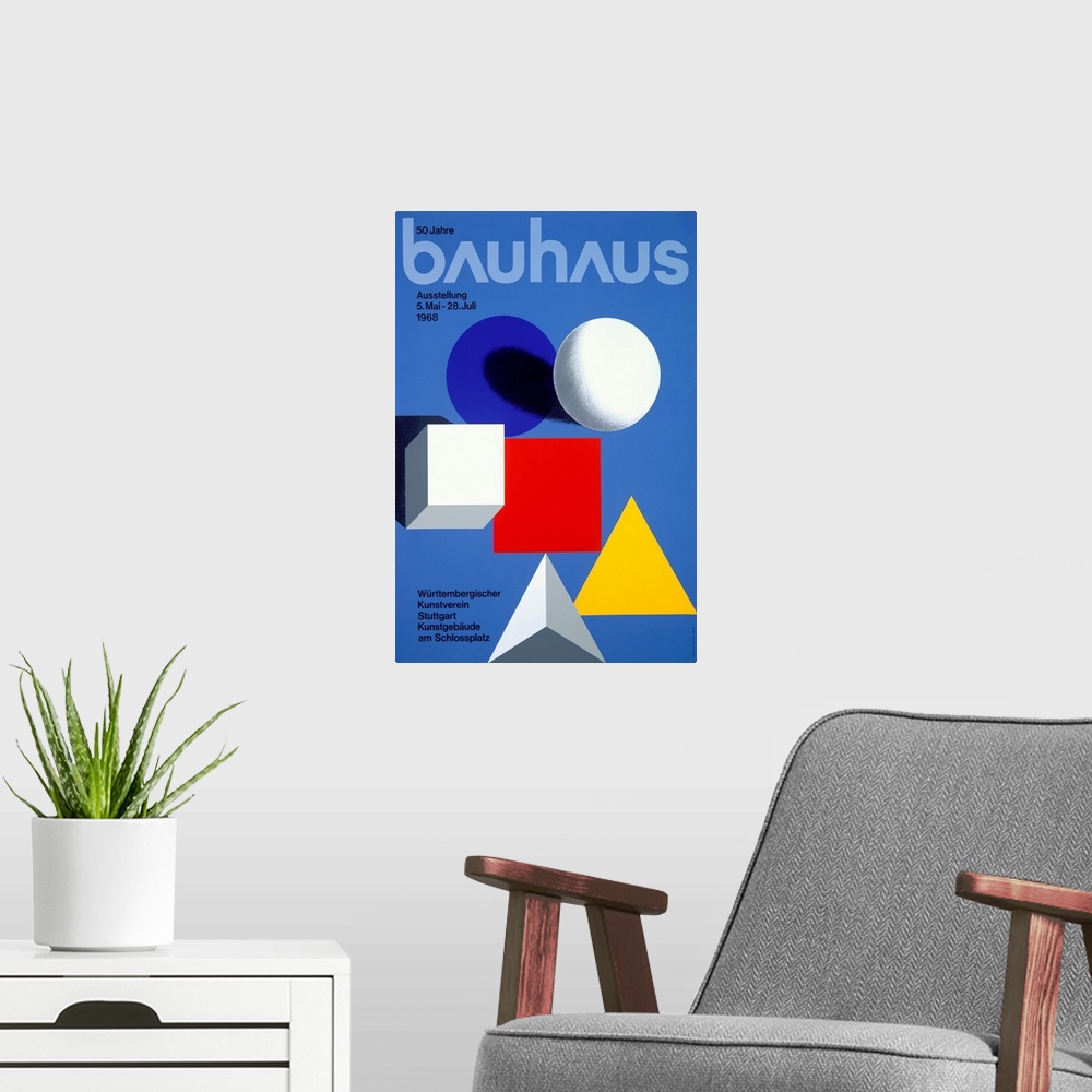 A modern room featuring Bauhaus, Ausstellung, Vintage Poster