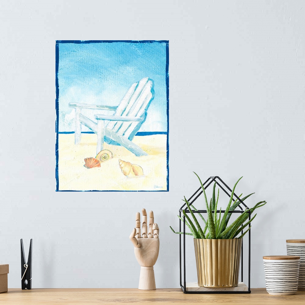 A bohemian room featuring Beach Chair Print