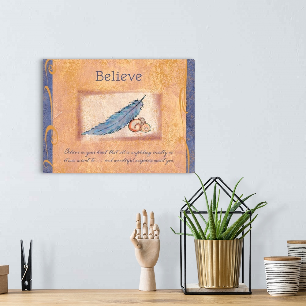 A bohemian room featuring Believe Inspirational Print