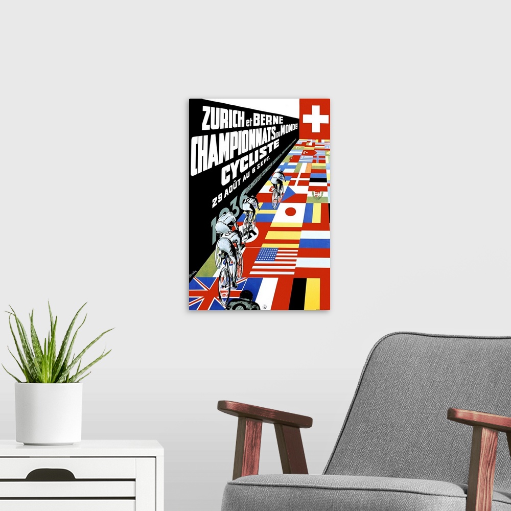 A modern room featuring Berne Bicycle Championship, Zurich, Vintage Poster