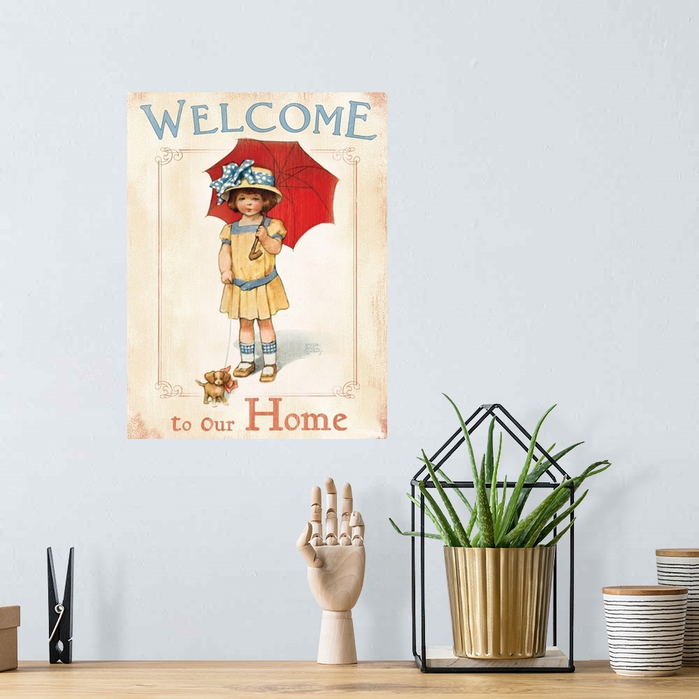 A bohemian room featuring Bessie Pease Little Girl and Umbrella