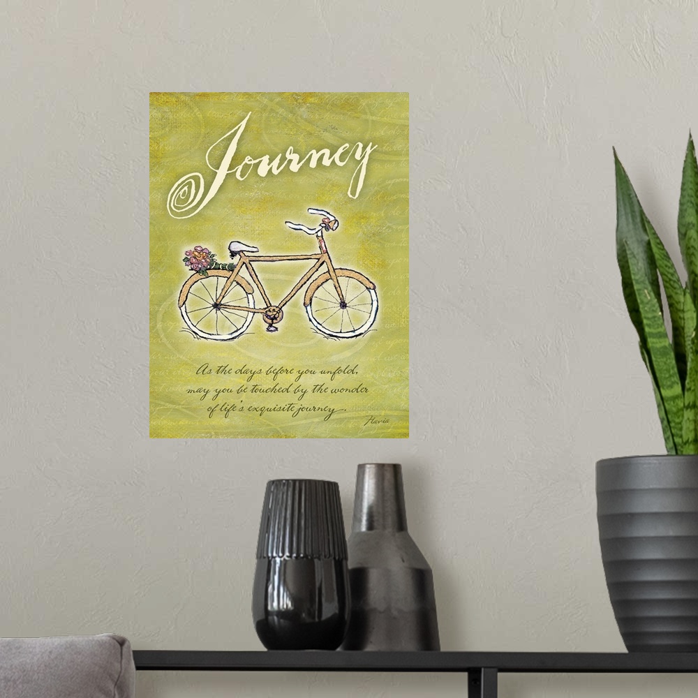 A modern room featuring Bicycle Inspirational Print