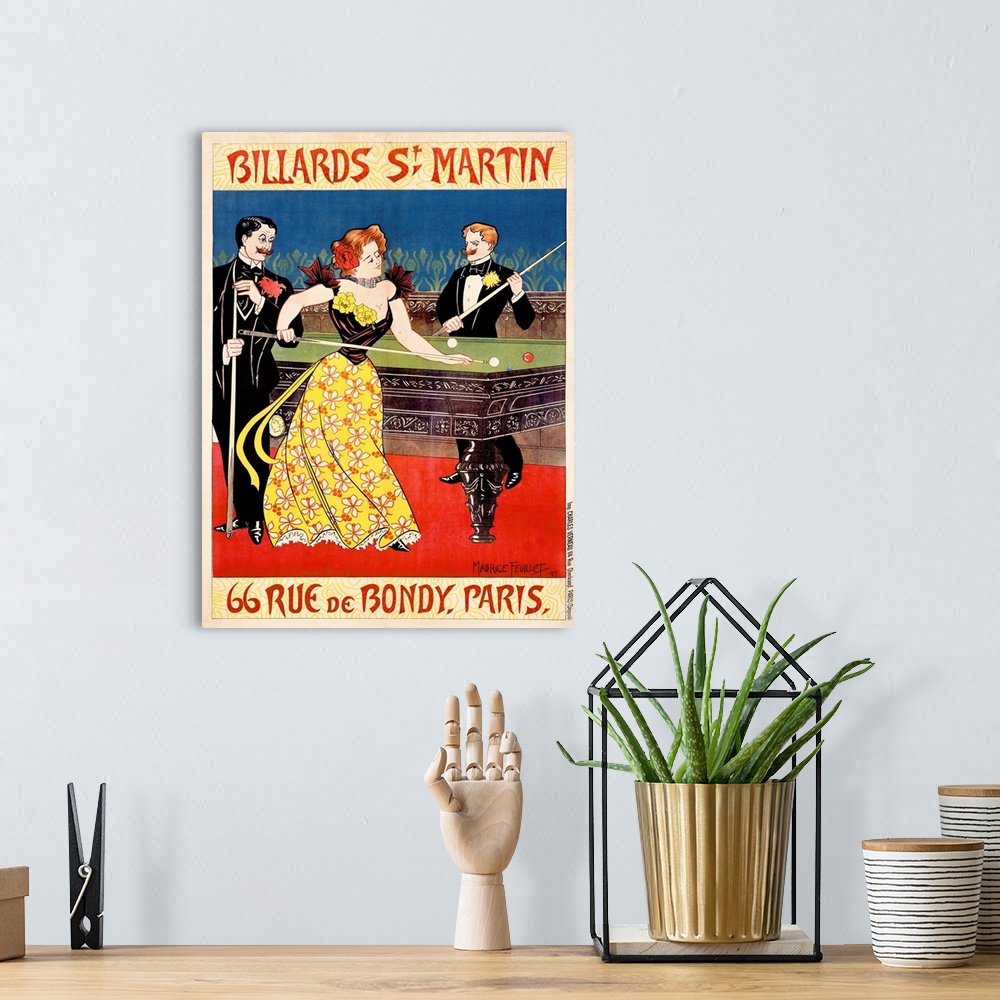 A bohemian room featuring Billiards St. Martin, Vintage Poster, by Maurice Feuillet