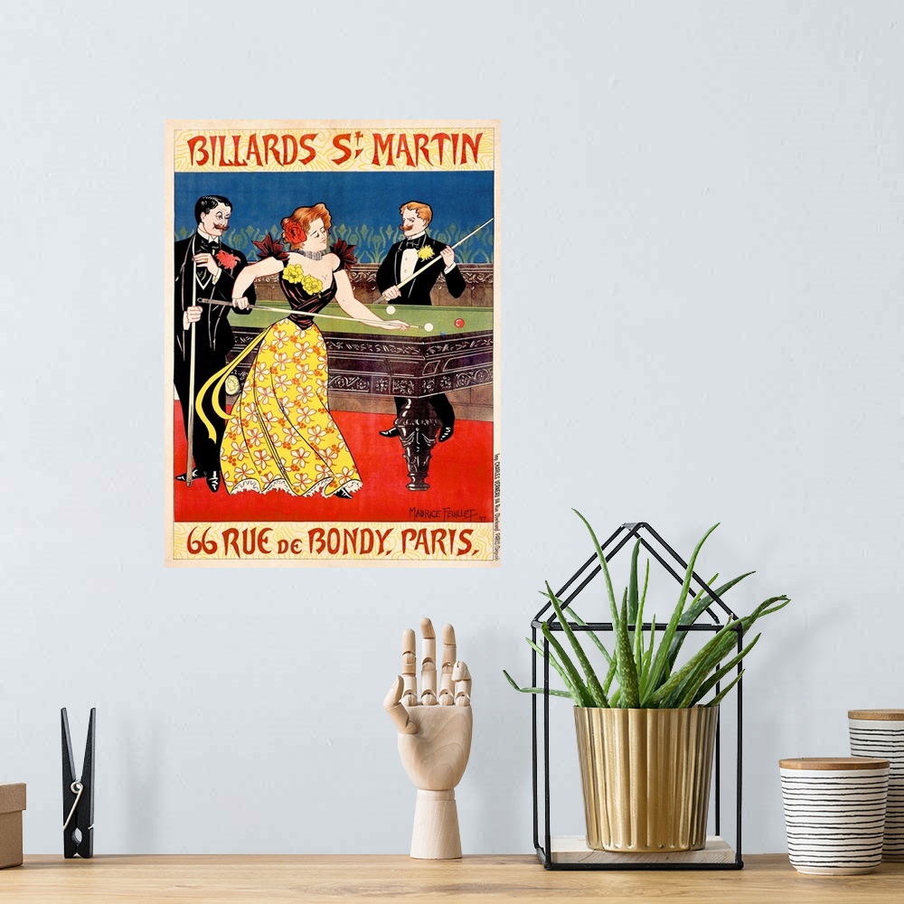 A bohemian room featuring Billiards St. Martin, Vintage Poster, by Maurice Feuillet