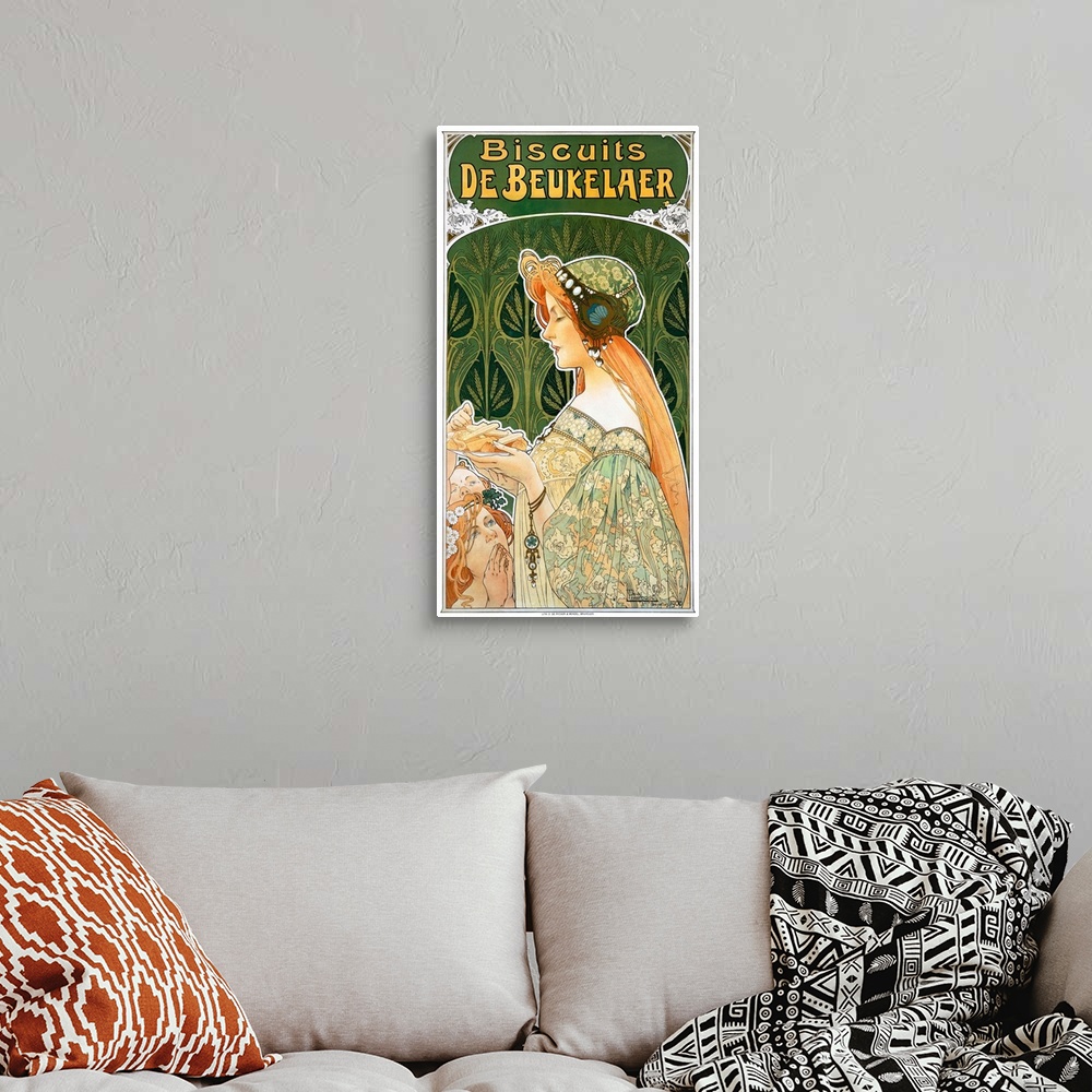 A bohemian room featuring Biscuits de Beukelaer, Vintage Poster, by Privat Livemont