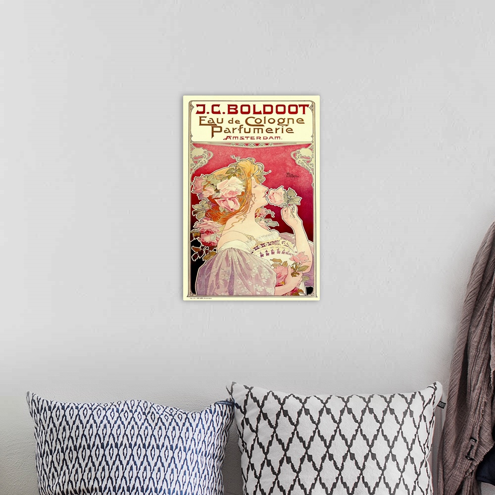A bohemian room featuring Boldoot Cologne Perfume Vintage Advertising Poster