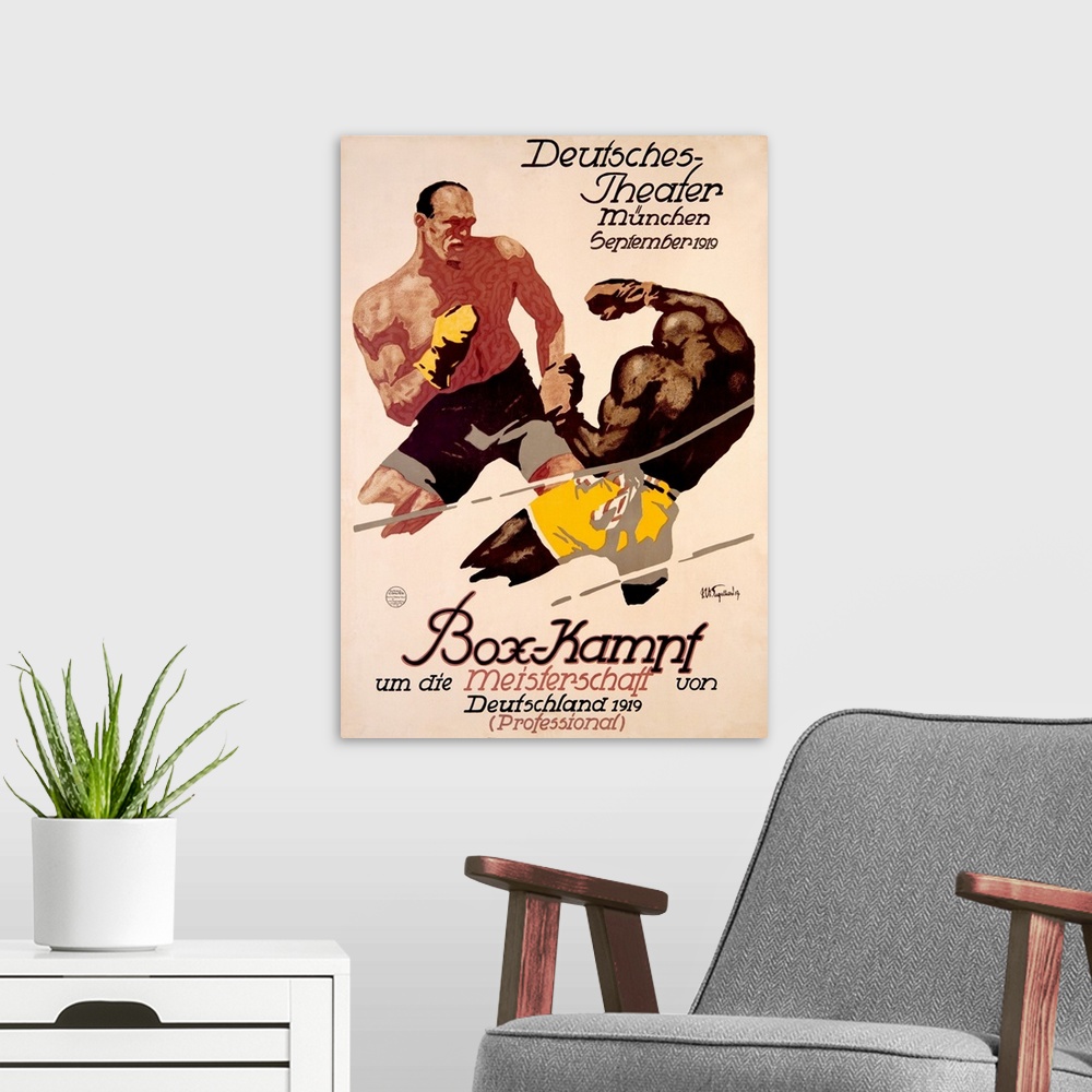 A modern room featuring Box Kampf, Vintage Poster, by Julius Ussy Engelhard