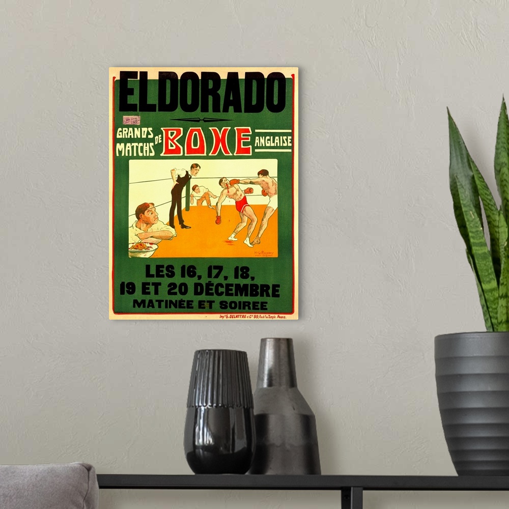 A modern room featuring Boxing Match, El Dorado, Vintage Poster