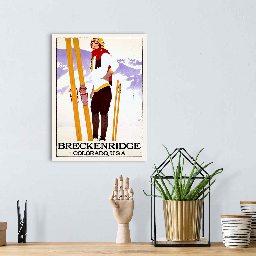 A bohemian room featuring Breckenridge Colordo USA Vintage Advertising Poster