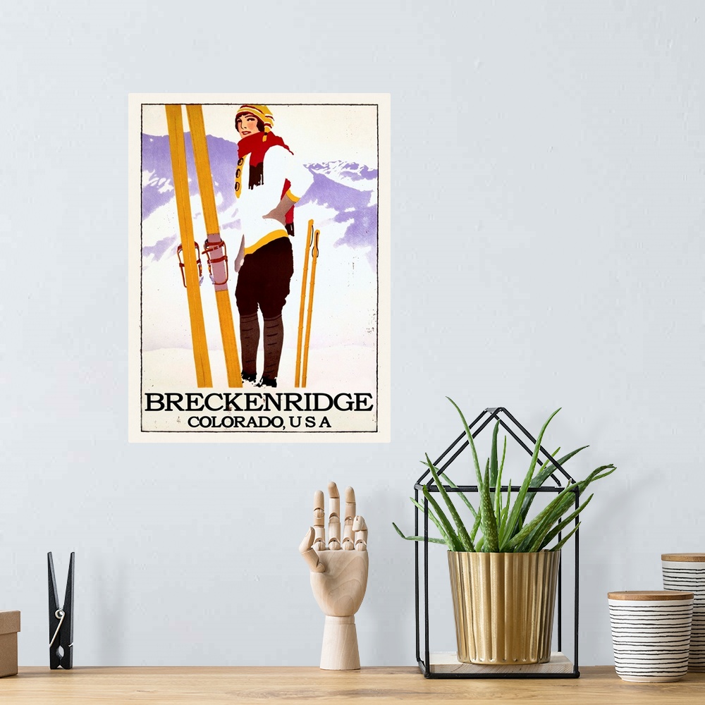 A bohemian room featuring Breckenridge Colordo USA Vintage Advertising Poster