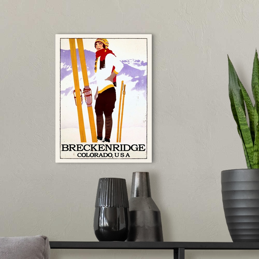 A modern room featuring Breckenridge Colordo USA Vintage Advertising Poster