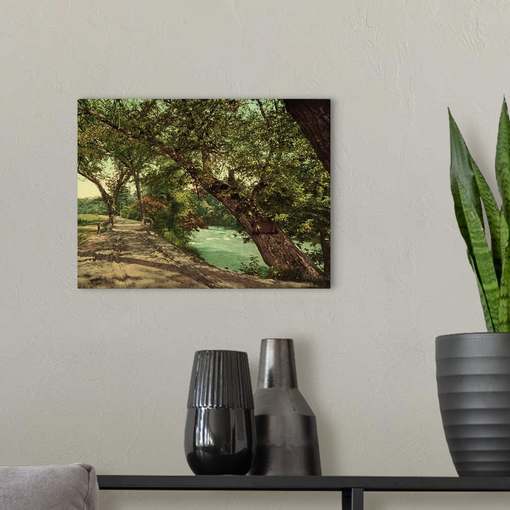 A modern room featuring Hand colored photograph of by the Swannanoa, Asheville, North Carolina.