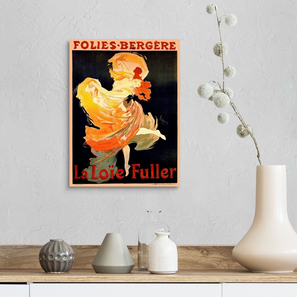 A farmhouse room featuring Cabaret Folies Bergere- La Loie Fuller Vintage Advertising Poster