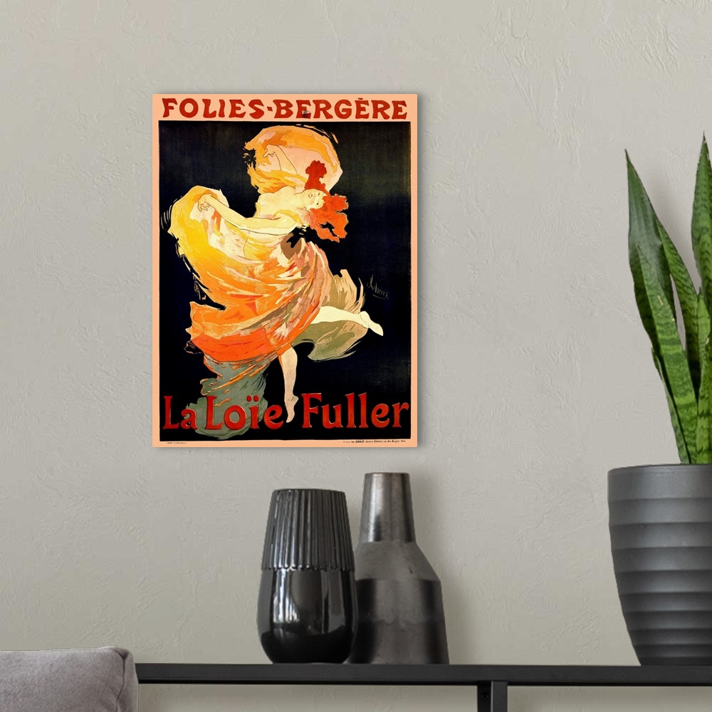 A modern room featuring Cabaret Folies Bergere- La Loie Fuller Vintage Advertising Poster