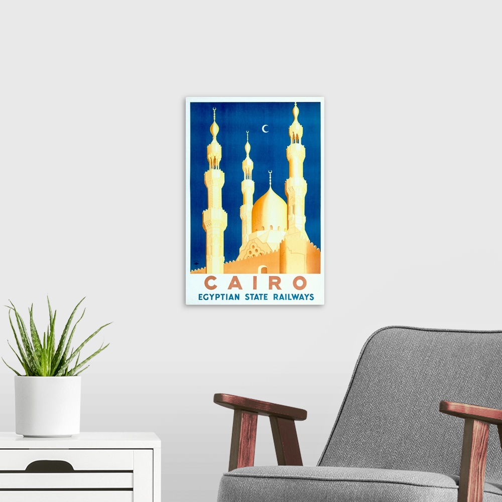 A modern room featuring Cairo, Egyption Train Railway, Vintage Poster