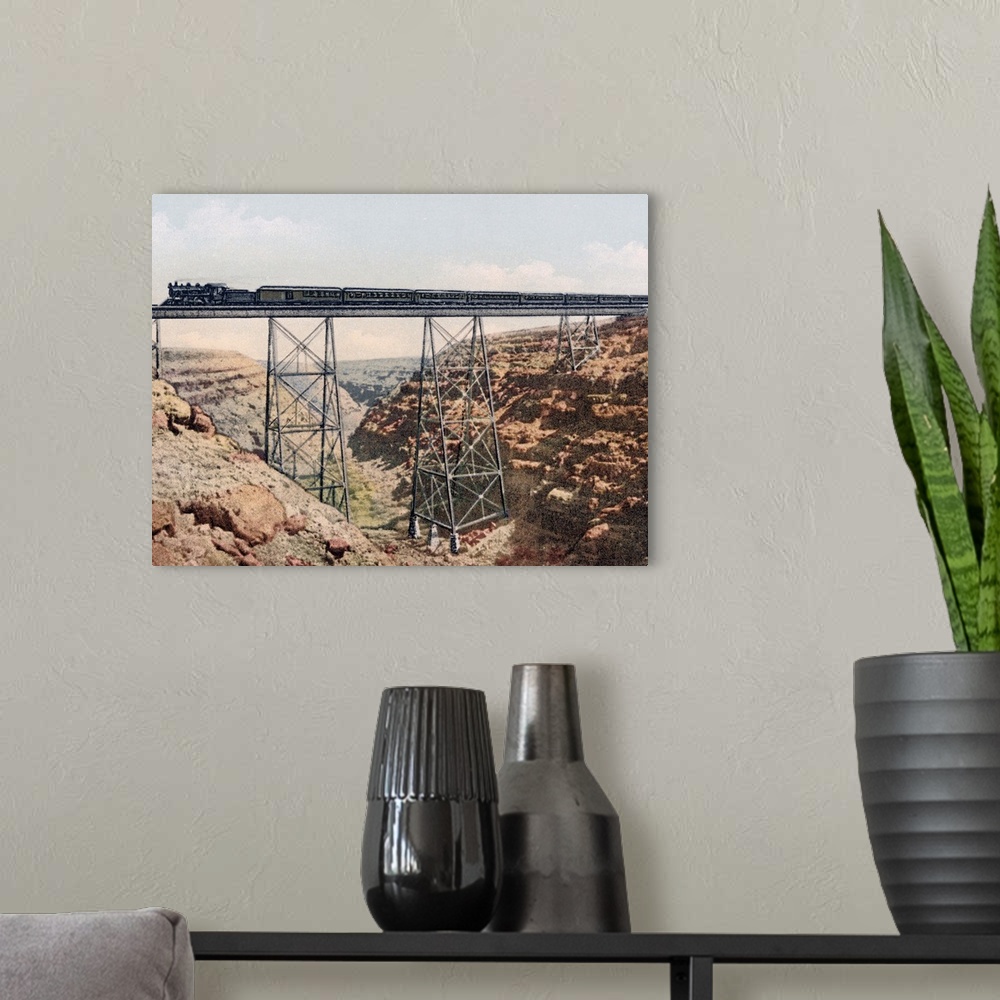 A modern room featuring California Limited Crossing Canyon Diablo Arizona Vintage Photograph