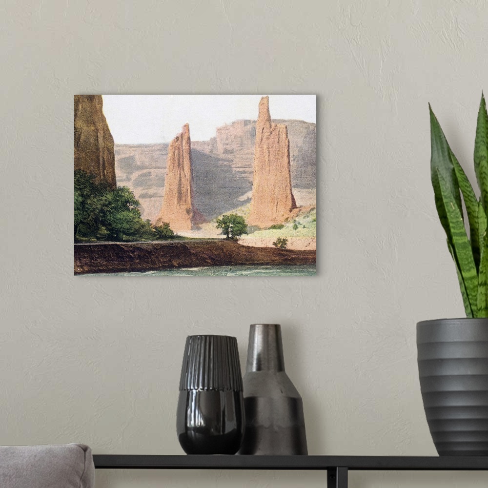 A modern room featuring Canyon De Chelly Arizona Vintage Photograph