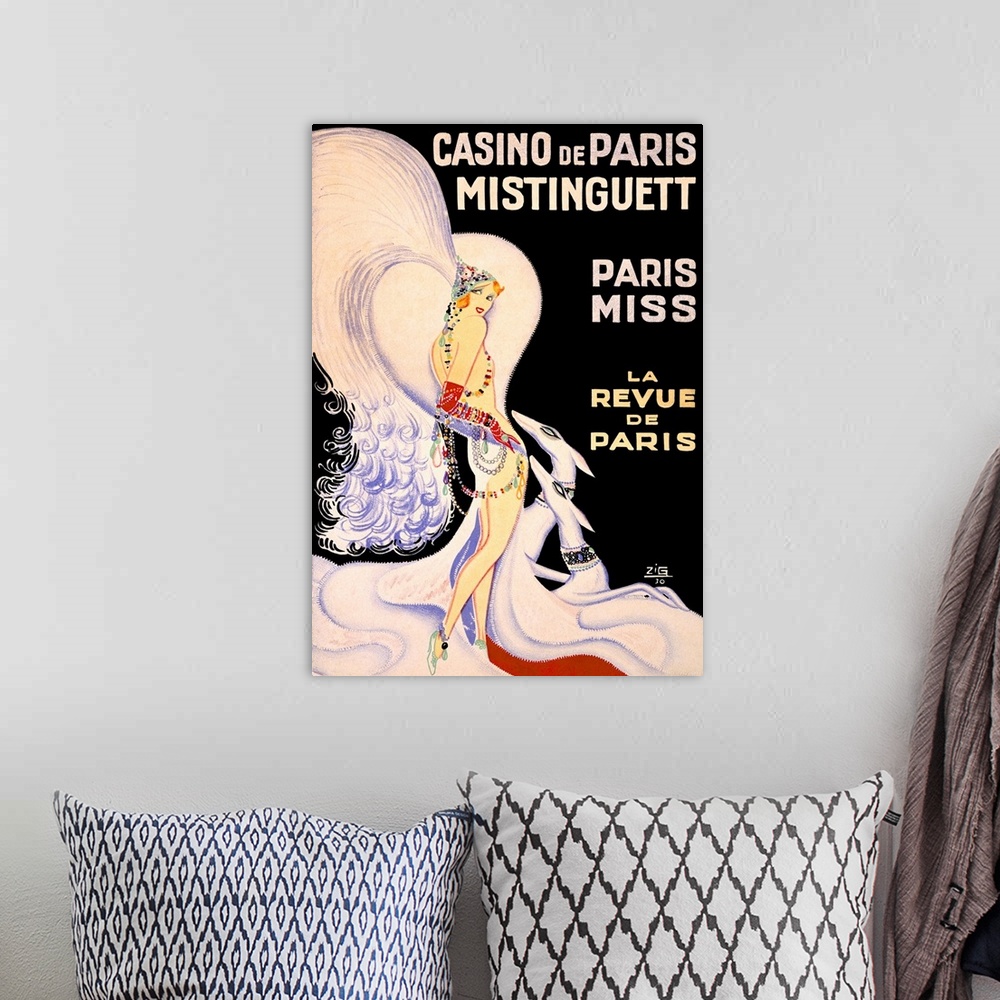 A bohemian room featuring Casino de Paris/ Mistinguett Vintage Advertising Poster