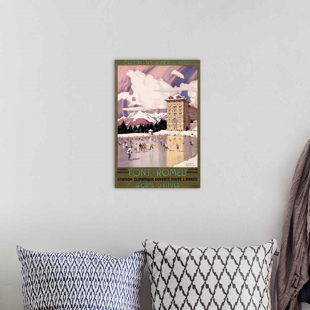 A bohemian room featuring Chemin de Fer du Midi, Vintage Poster, by George Roux