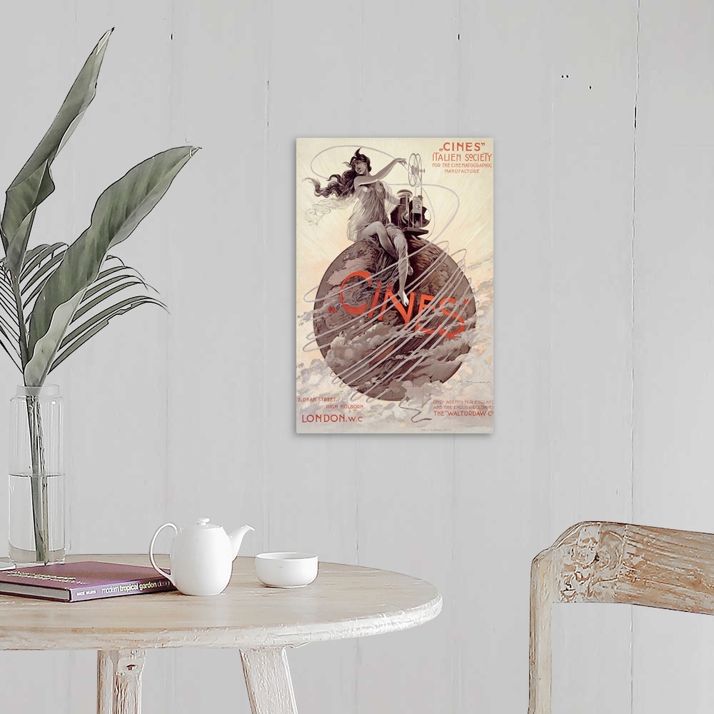 A farmhouse room featuring This vertical Art Deco poster advertises a cinema related event in London with an illustration of...