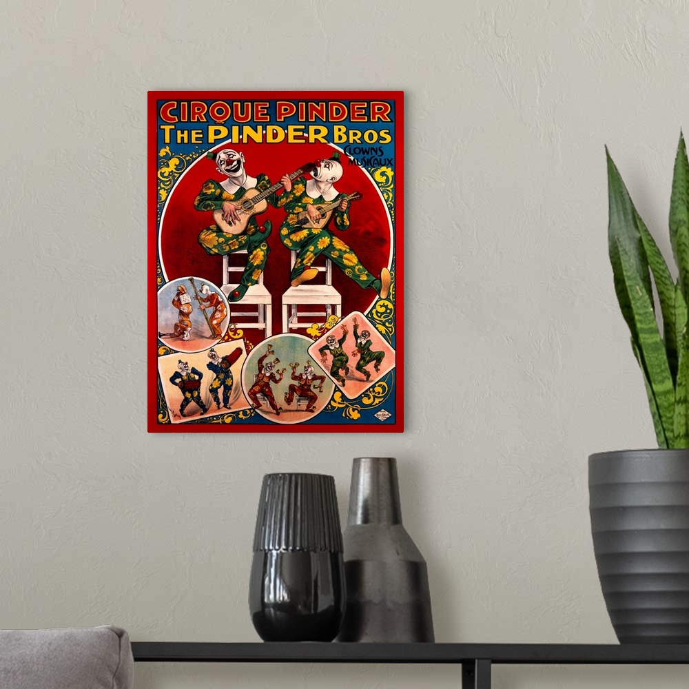 A modern room featuring Cirque Pinder, Vintage Poster, by Lous Galice