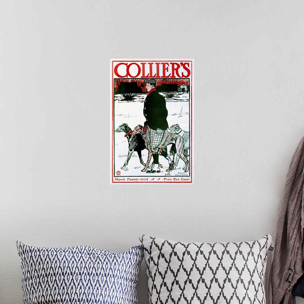 A bohemian room featuring Colliers, March, Greyhound, Vintage Poster