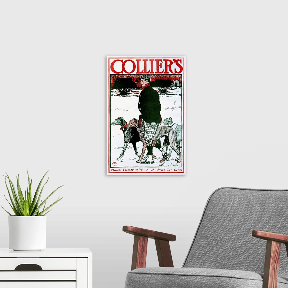 A modern room featuring Colliers, March, Greyhound, Vintage Poster