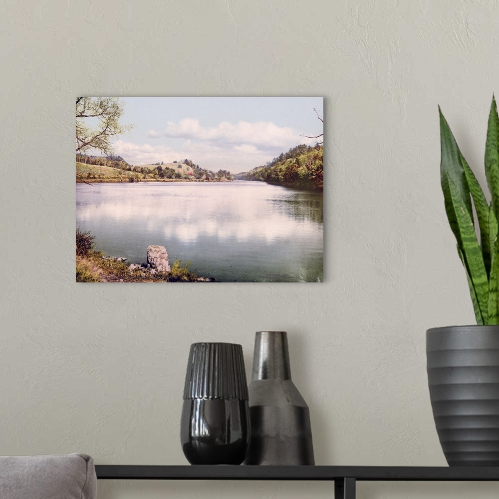 A modern room featuring Connecticut River at Hanover New Hampshire Vintage Photograph