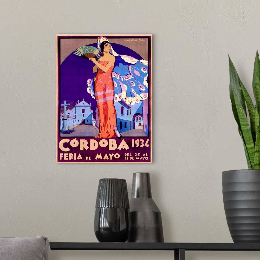 A modern room featuring Cordoba, Vintage Poster, by Joaquin y Rafael Diaz Jara