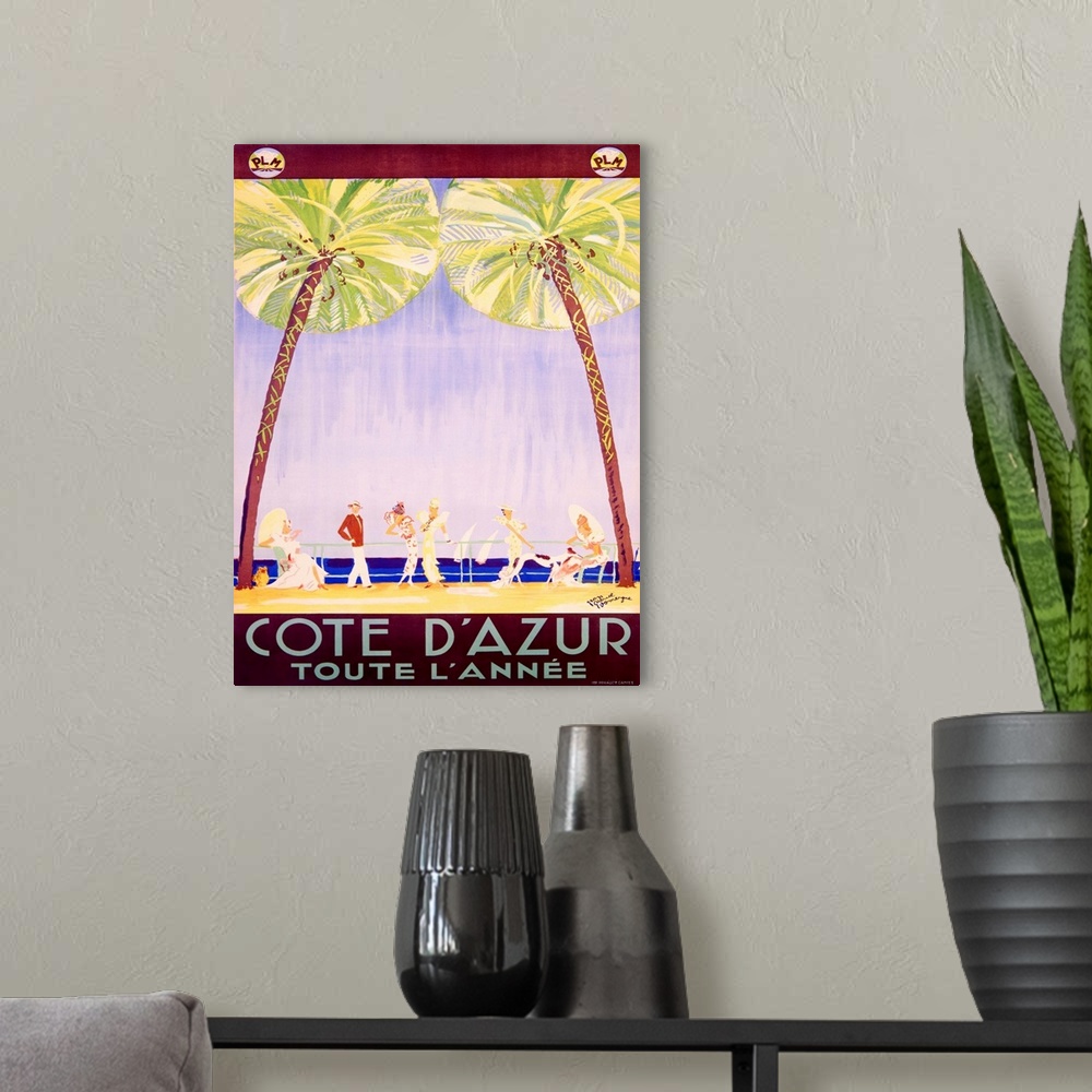 A modern room featuring Cote d'Azur Vintage Advertising Poster