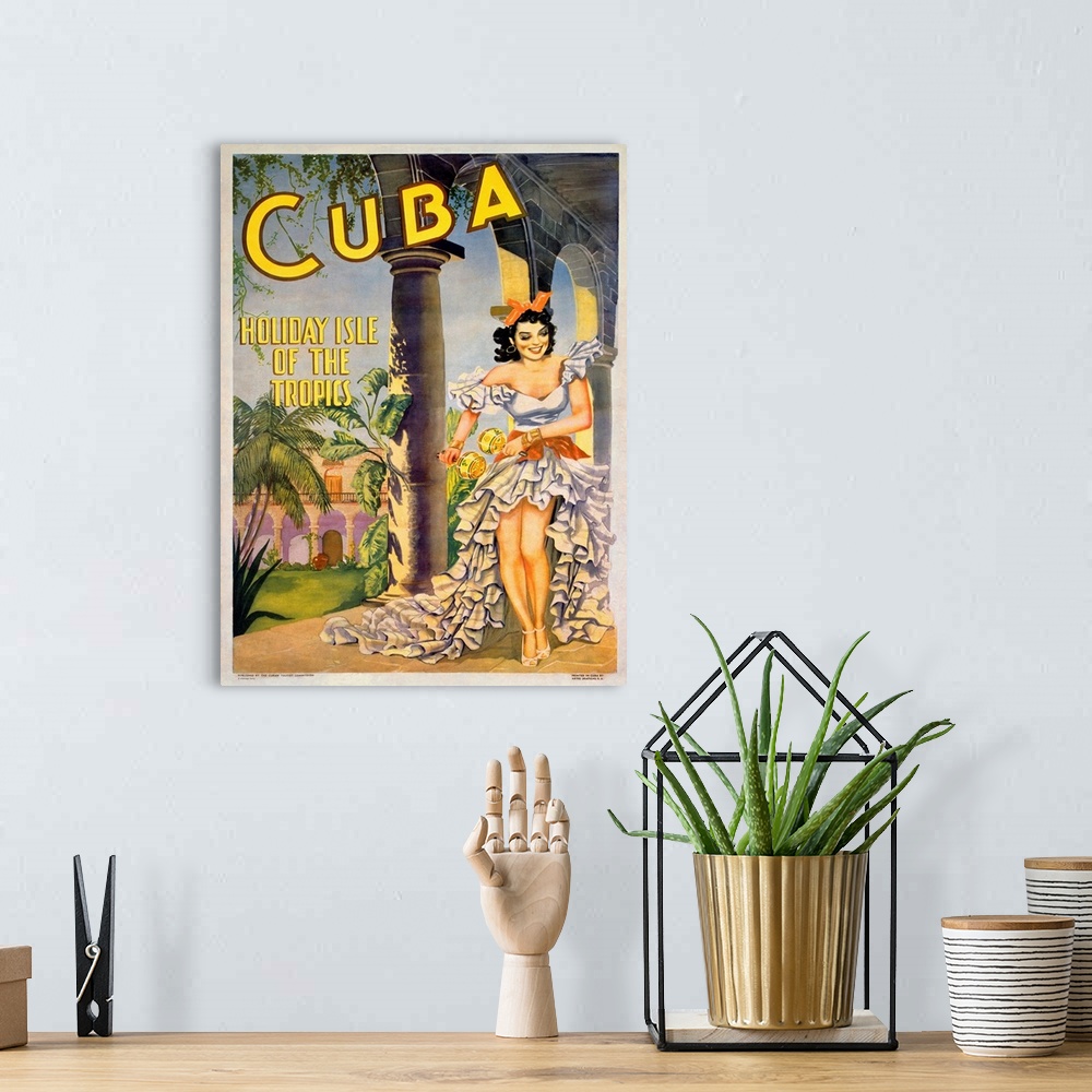 A bohemian room featuring Cuba, Holiday Isle of the Tropics, Vintage Poster