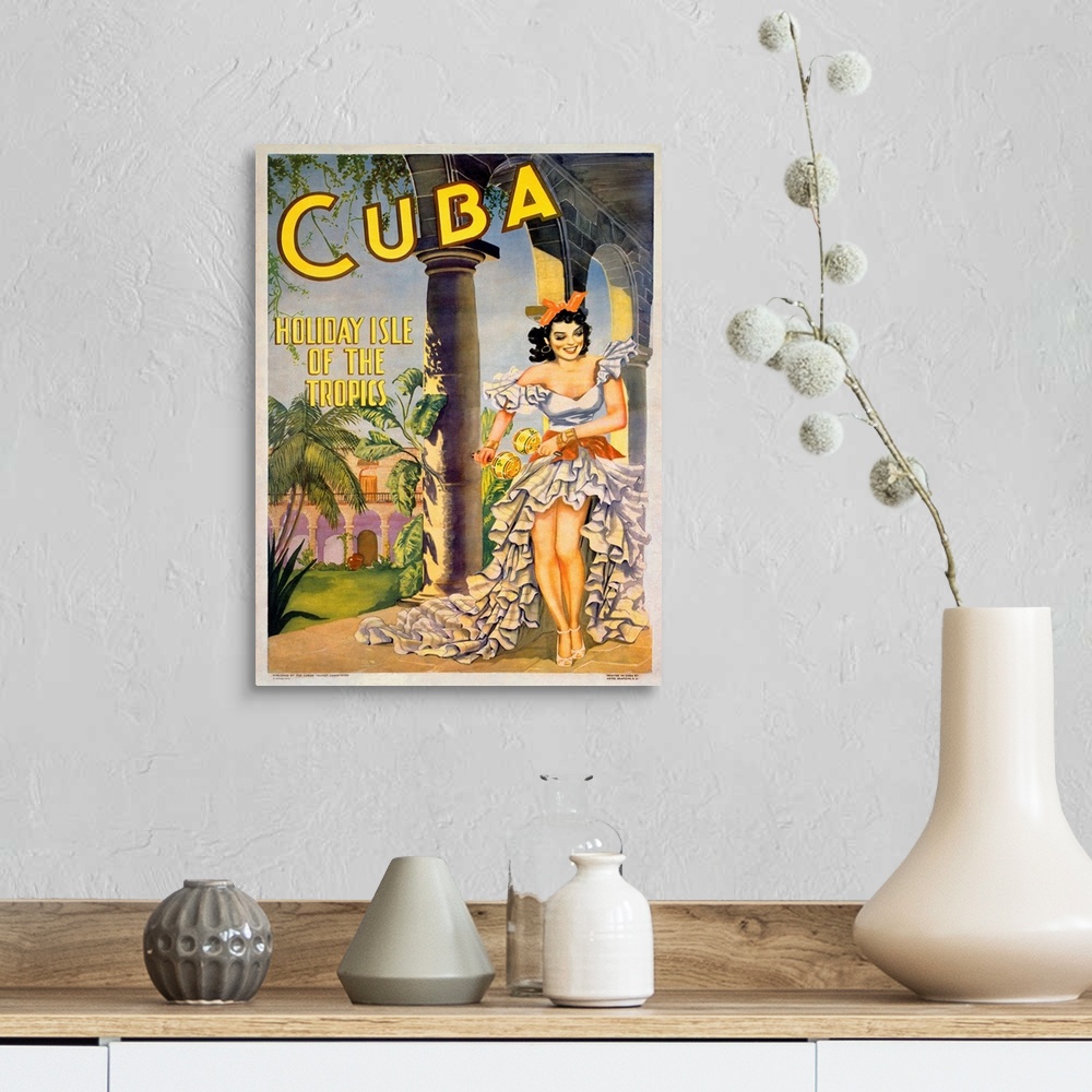 A farmhouse room featuring Cuba, Holiday Isle of the Tropics, Vintage Poster